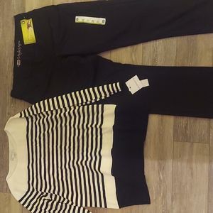 WOMANS BLACK PULL ON PANTS AND LONG SLEEVE SHIRT NEW WITH TAGS